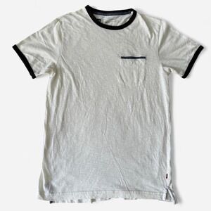 Levi's cream and brown pocket tee